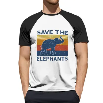 Реколта тениска Save The Elephants, кавайная дрехи, летен топ, тениски за мъже с шарени