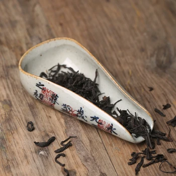 Реколта чаена лъжичка с китайската калиграфия, керамика, Чай Cha Зе, Аксесоари за Чайна церемония, Чаени лъжички