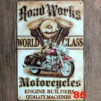 Ретро Дизайн Пътни работи Мотоциклет Тенекеджия Метални Табели, монтаж на стена Изкуството|Дебели tin Печат Плакат на Монтиране на украса за вашия гараж