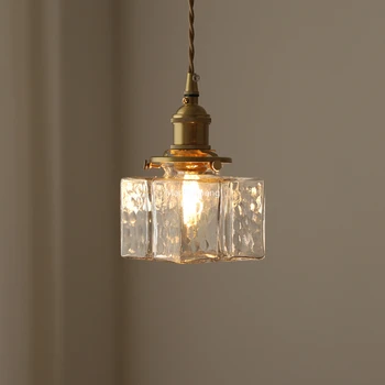 Ретро стъклен тавана лампа с абажуром в европейски стил, нощен окачен лампа, Модерна лампа, окачена лампа, Украса за спални