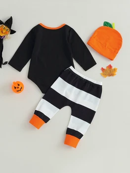 Сладък костюм на Тикви за Хелоуин, комплект, за да има момиче и момче с плъзгачи, Шапка-Комплект от 3 теми за първия Хелоуин