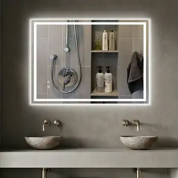 Стенно Тоалетен огледало с осветление, Led Огледало за баня, IP54 Водонепроницаемое, 3000K-6000K, С регулируема яркост, икономия на енергия
