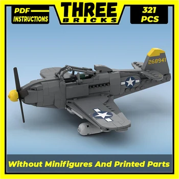 Технически тухли Moc, военен модел P-63 King Cobra Бомбардировач, модулни градивни елементи, Подаръци, играчки за деца, комплекти за сглобяване 