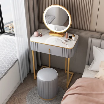 Тоалетки от Скандинавски Изкуствена дъски За Мебели за дома, Тоалетка С Огледало и Табуреткой За Спалня Луксозен Стъклен Тоалетка Ins