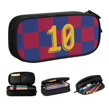 Футболен молив случай Kawaii Messi 10 момчета и момичета, Голяма чанта за съхранение на футболни моливи, ученически пособия