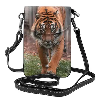 Чанта за рамо с изображение на тигър, офис кожени дамски чанти с животни, женски подаръци, Ретро портфейл