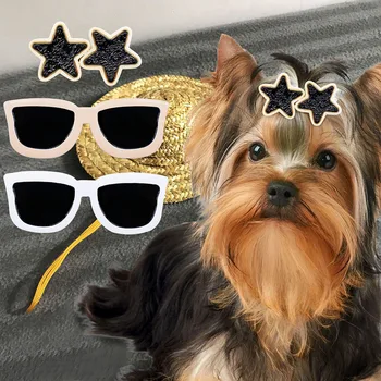 Щипки за коса за домашните кучета във формата На очила за кучета, шнола за коса за малки кученца, Аксесоари за грижа за коса котки среден размер